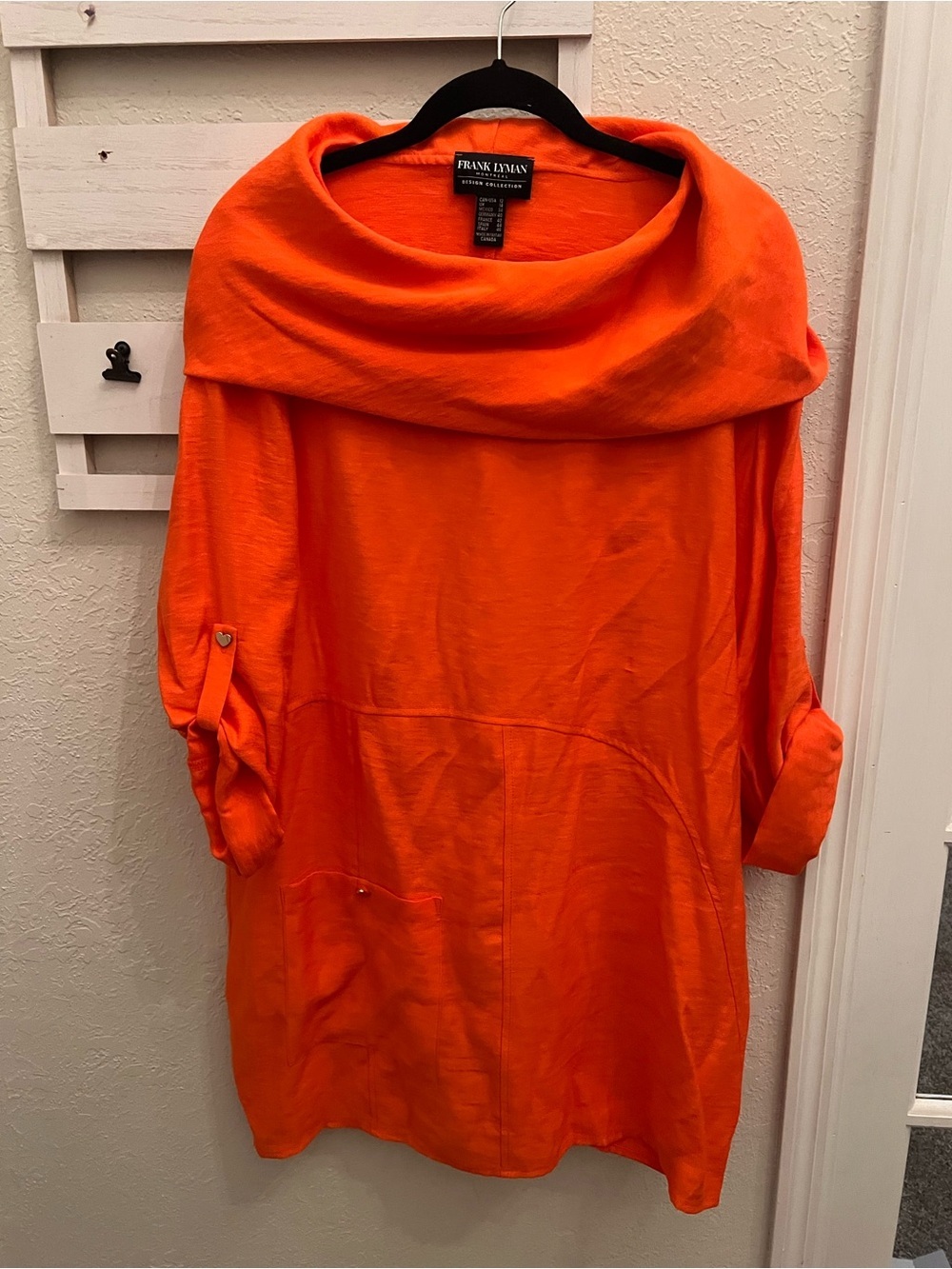 Frank Lyman Montréal Orange Cowl Neck Tunic Top Size 12 Style 147442 Canada